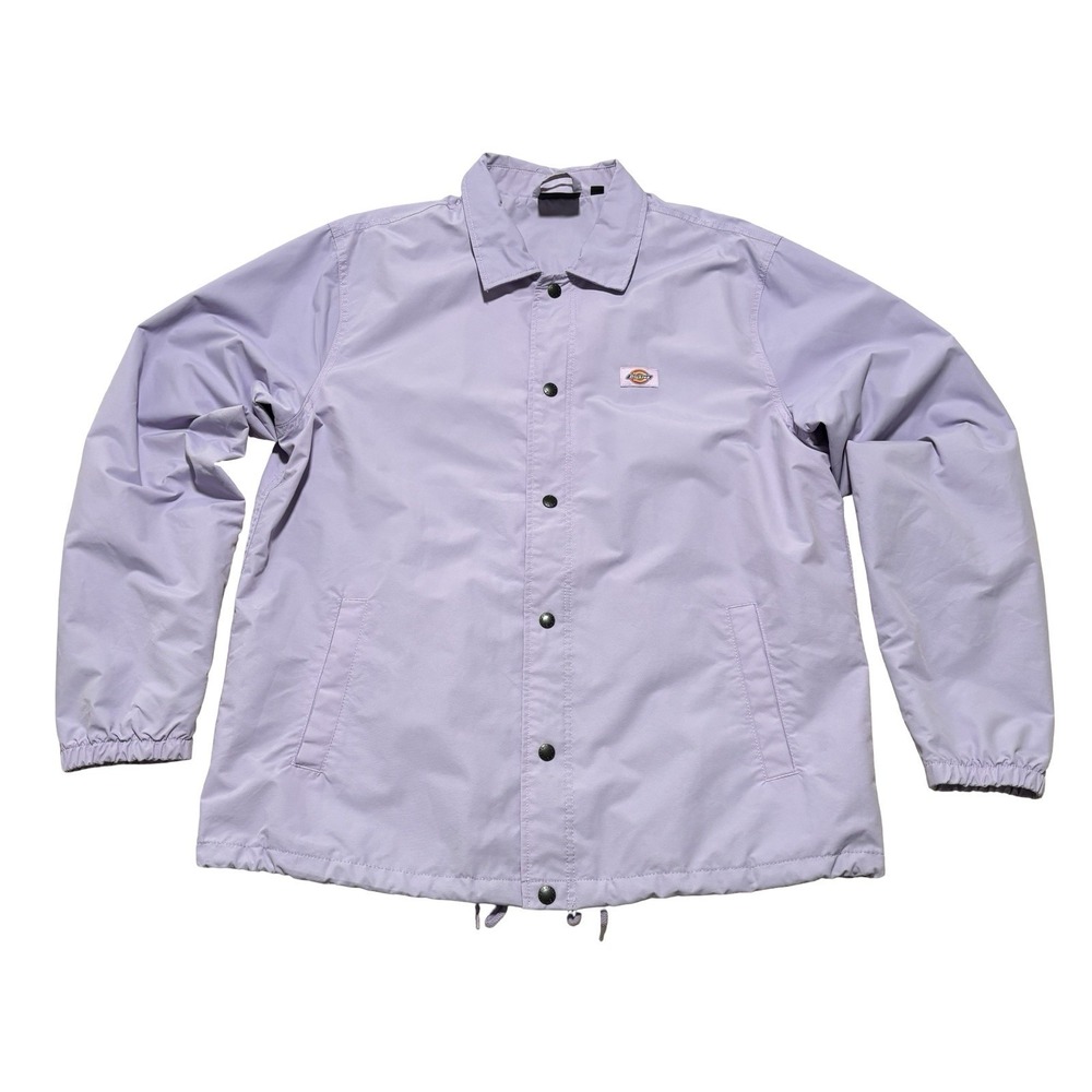 Dickies Men's Snap Front Windbreaker Coaches Jacket Purple Size XL 24.5 x 30
